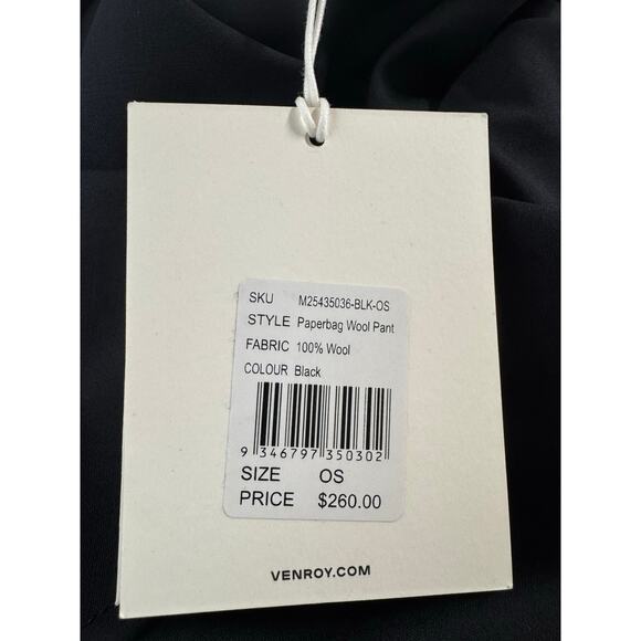 VENROY Black 100% Wool Paperbag Trouser Pants One Size NWT - Picture 12 of 12